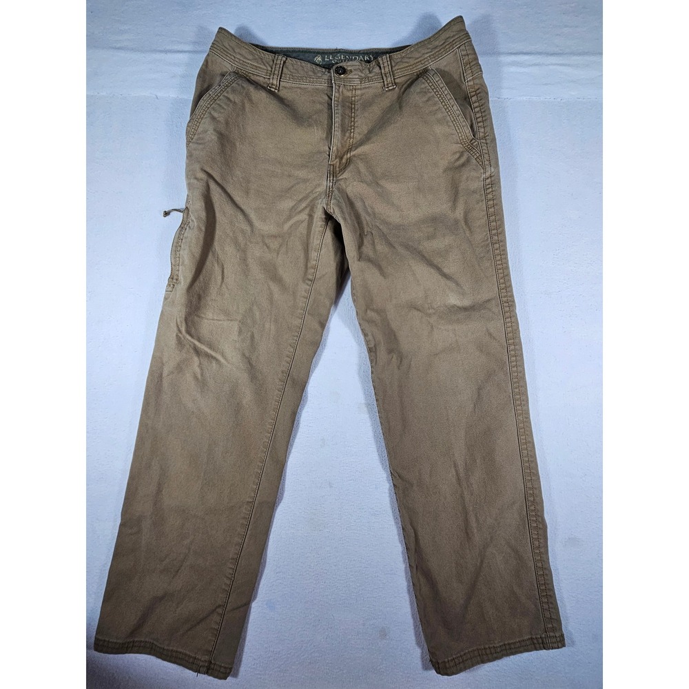 Legendary Outfitters Mens Brown Canvas Work Pants 34x30 Straight Leg Stretch